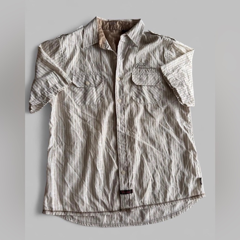 Fender cream striped button down shirt
